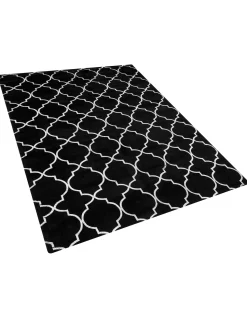Teppich Schwarz / Silber Marokkanisches Muster 160 X 230 Cm Kurzflor Yelki