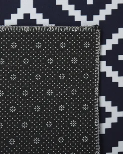 Teppich Schwarz / Weis 80 X 300 Cm Geometrisches Muster Kurzflor Karungal