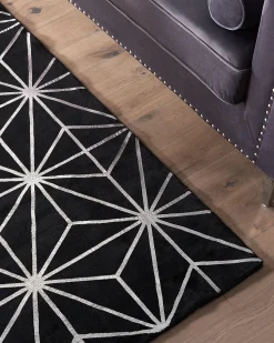 Teppich Schwarz/Silber 160 X 230 Cm Geometrisches Muster Sibel