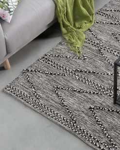 Teppich Schwarz/Weis 160 X 230 Cm Kurzflor Termal