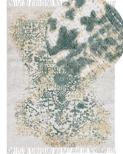 Teppich Viskose Beige / Grun 160 X 230 Cm Orientalisches Muster Kurzflor Boyali