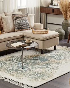 Teppich Viskose Beige / Grun 160 X 230 Cm Orientalisches Muster Kurzflor Boyali