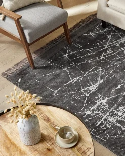 Teppich Viskose Dunkelgrau 160 X 230 Cm Abstraktes Muster Kurzflor Hanli