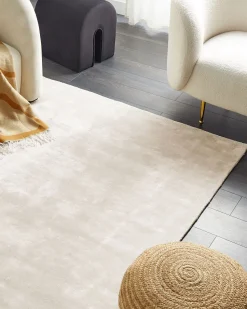 Teppich Viskose Hellbeige 160 X 230 Cm Kurzflor Gesi Ii