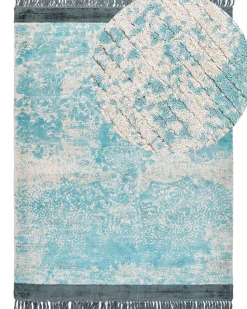 Teppich Viskose Hellblau / Beige 160 X 230 Cm Cm Orientalisches Muster Kurzflor Akarsu
