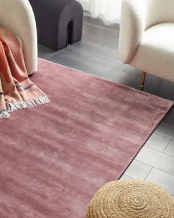 Teppich Viskose Rosa 160 X 230 Cm Kurzflor Gesi Ii