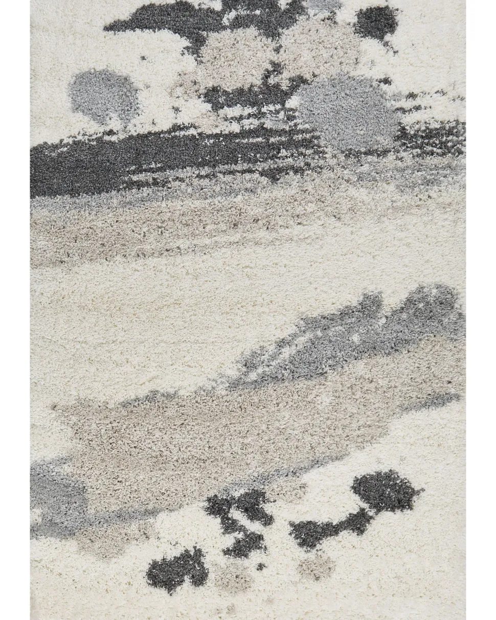 Teppich Weis / Grau 200 X 300 Cm Shaggy Langflor Goris