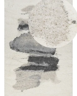Teppich Weis / Grau 160 X 230 Cm Abstraktes Muster Shaggy Masis