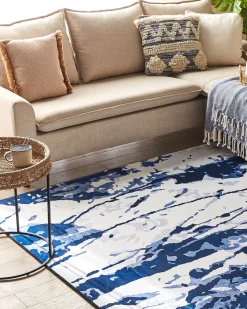 Teppich Weis/Blau 160 X 230 Cm Kurzflor Izmit