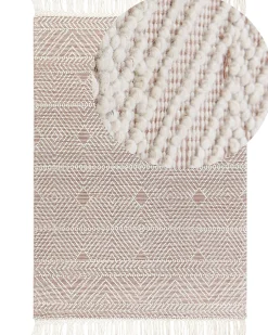 Teppich Wolle Beige / Braun 160 X 230 Cm Geometrisches Muster Kestel