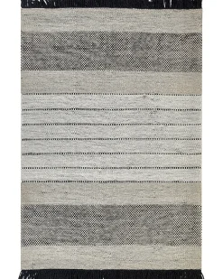 Teppich Wolle Beige / Schwarz 160 X 230 Cm Kurzflor Yazlik