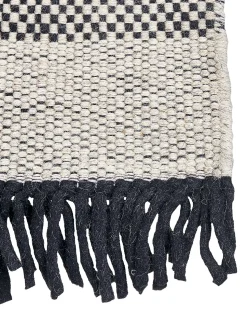Teppich Wolle Beige / Schwarz 160 X 230 Cm Kurzflor Yazlik