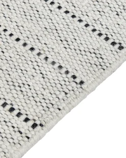 Teppich Wolle Beige / Schwarz 160 X 230 Cm Kurzflor Yazlik