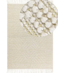 Teppich Wolle Beige 160 X 230 Cm Geometrisches Muster Mavikent