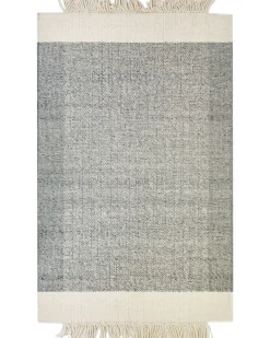 Teppich Wolle Grau / Cremeweis 160 X 230 Cm Kurzflor Tatlisu