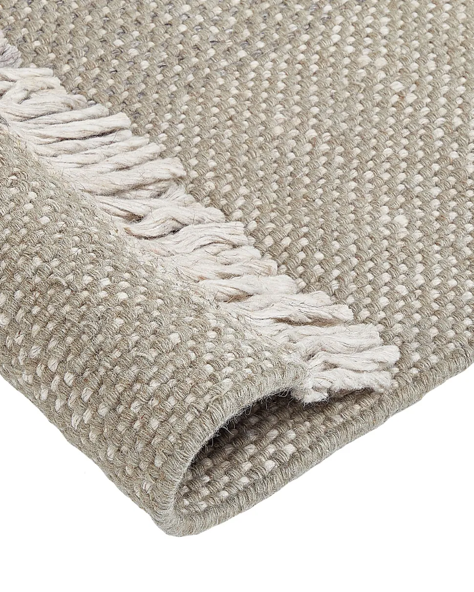 Teppich Wolle Grau 160 X 230 Cm Kurzflor Tekeler