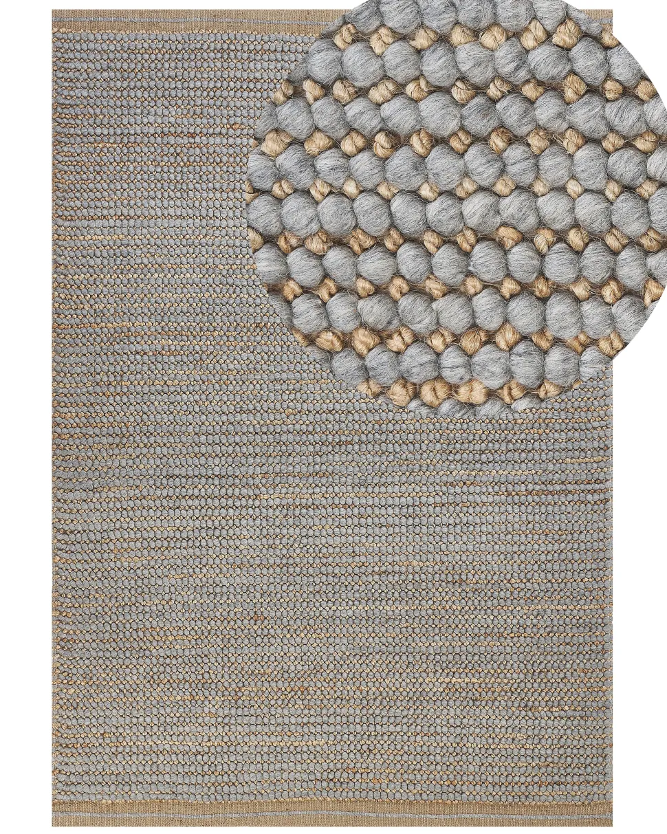 Teppich Wolle Grau 140 X 200 Cm Kurzflor Banoo