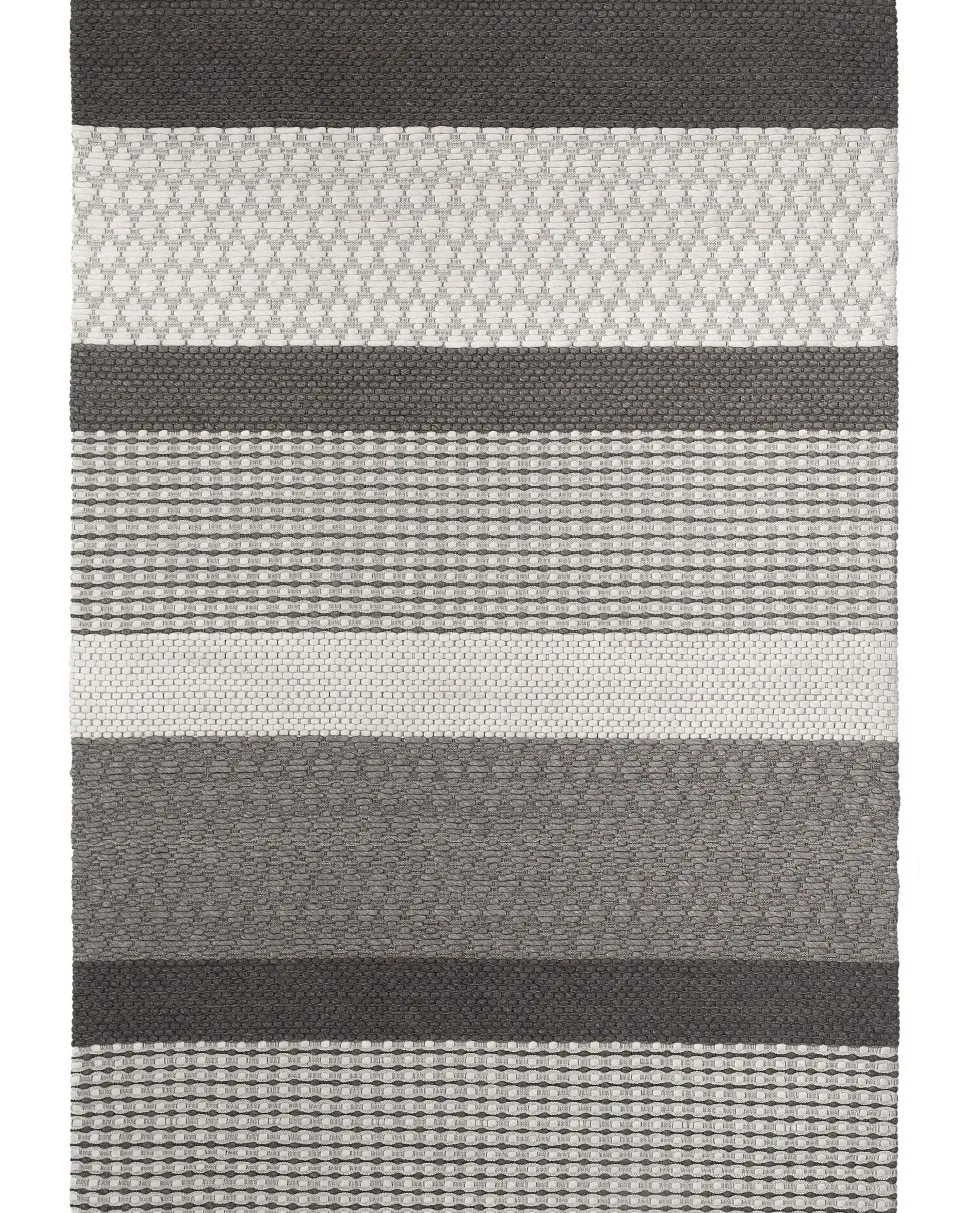 Teppich Wolle Grau 160 X 230 Cm Streifenmuster Kurzflor Akkaya