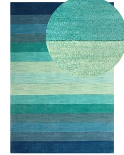 Teppich Wolle Mehrfarbig 140 X 200 Cm Streifenmuster Kurzflor Mailsi
