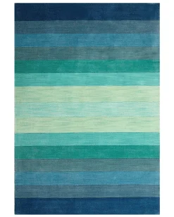 Teppich Wolle Mehrfarbig 140 X 200 Cm Streifenmuster Kurzflor Mailsi