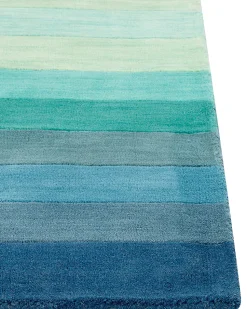 Teppich Wolle Mehrfarbig 140 X 200 Cm Streifenmuster Kurzflor Mailsi