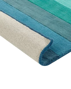 Teppich Wolle Mehrfarbig 140 X 200 Cm Streifenmuster Kurzflor Mailsi
