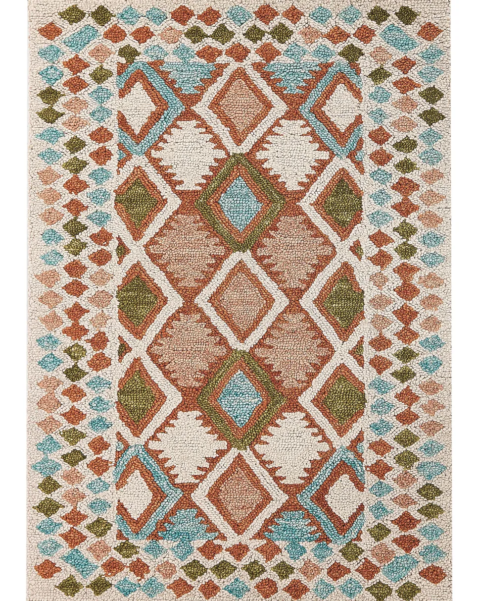 Teppich Wolle Mehrfarbig 160 X 230 Cm Geometrisches Muster Kurzflor Ermenek