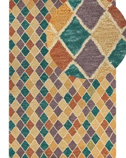 Teppich Wolle Mehrfarbig 160 X 230 Cm Geometrisches Muster Kurzflor Keskin