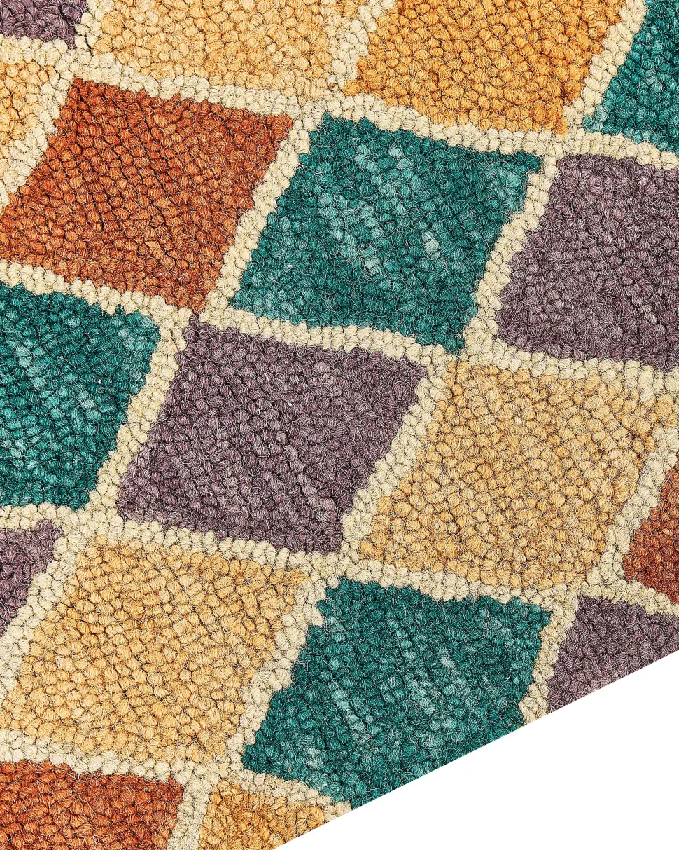 Teppich Wolle Mehrfarbig 160 X 230 Cm Geometrisches Muster Kurzflor Keskin