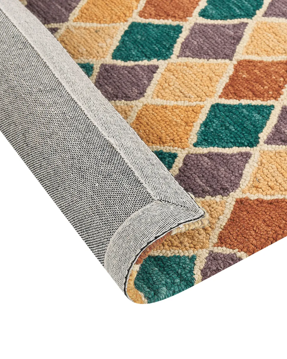 Teppich Wolle Mehrfarbig 160 X 230 Cm Geometrisches Muster Kurzflor Keskin