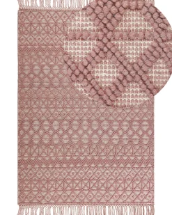 Teppich Wolle Rosa 160 X 230 Cm Kurzflor Alucra