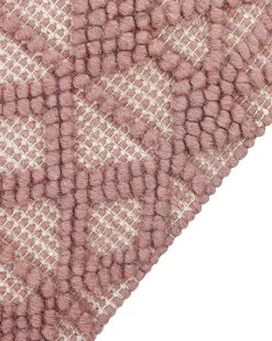 Teppich Wolle Rosa 160 X 230 Cm Kurzflor Alucra