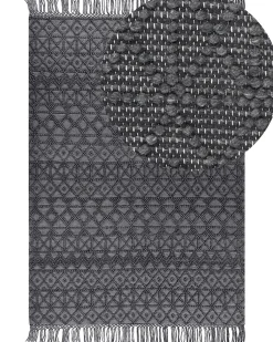 Teppich Wolle Schwarz 200 X 300 Cm Kurzflor Alucra
