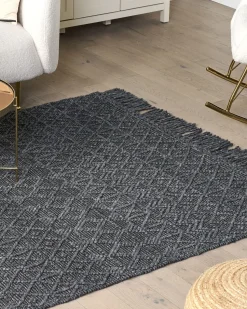 Teppich Wolle Schwarz 200 X 300 Cm Kurzflor Alucra