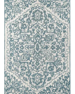 Teppich Wolle Weis / Blau 160 X 230 Cm Ahmetli