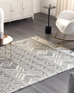 Teppich Wolle Weis / Schwarz 160 X 230 Cm Geometrisches Muster Pazar