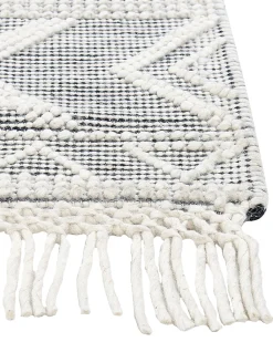 Teppich Wolle Weis / Schwarz 160 X 230 Cm Geometrisches Muster Pazar
