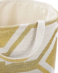 Textilkorb Baumwolle Cremeweis / Gold Hanwella