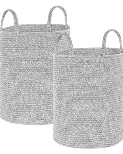 Textilkorb Baumwolle Grau 34 Cm 2Er Set Saryk