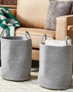 Textilkorb Baumwolle Grau 34 Cm 2Er Set Saryk