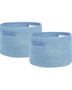 Textilkorb Baumwolle Hellblau 30 Cm 2Er Set Chiniot