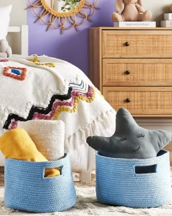 Textilkorb Baumwolle Hellblau 30 Cm 2Er Set Chiniot