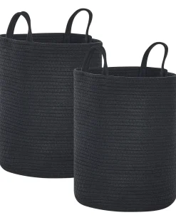Textilkorb Baumwolle Schwarz 34 Cm 2Er Set Saryk
