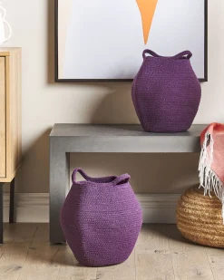 Textilkorb Baumwolle Violett 2Er Set Panjgur