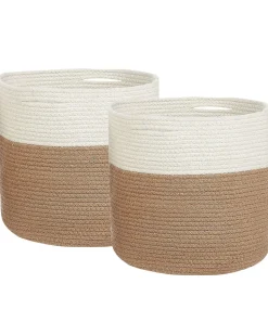 Textilkorb Baumwolle Weis / Beige 34 Cm 2Er Set Ardesen