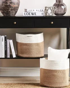 Textilkorb Baumwolle Weis / Beige 34 Cm 2Er Set Ardesen