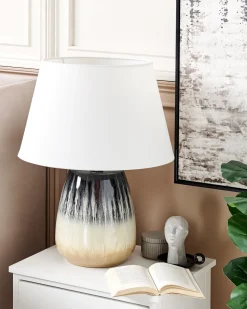 Tischlampe Aus Keramik Grau/Beige Cidra