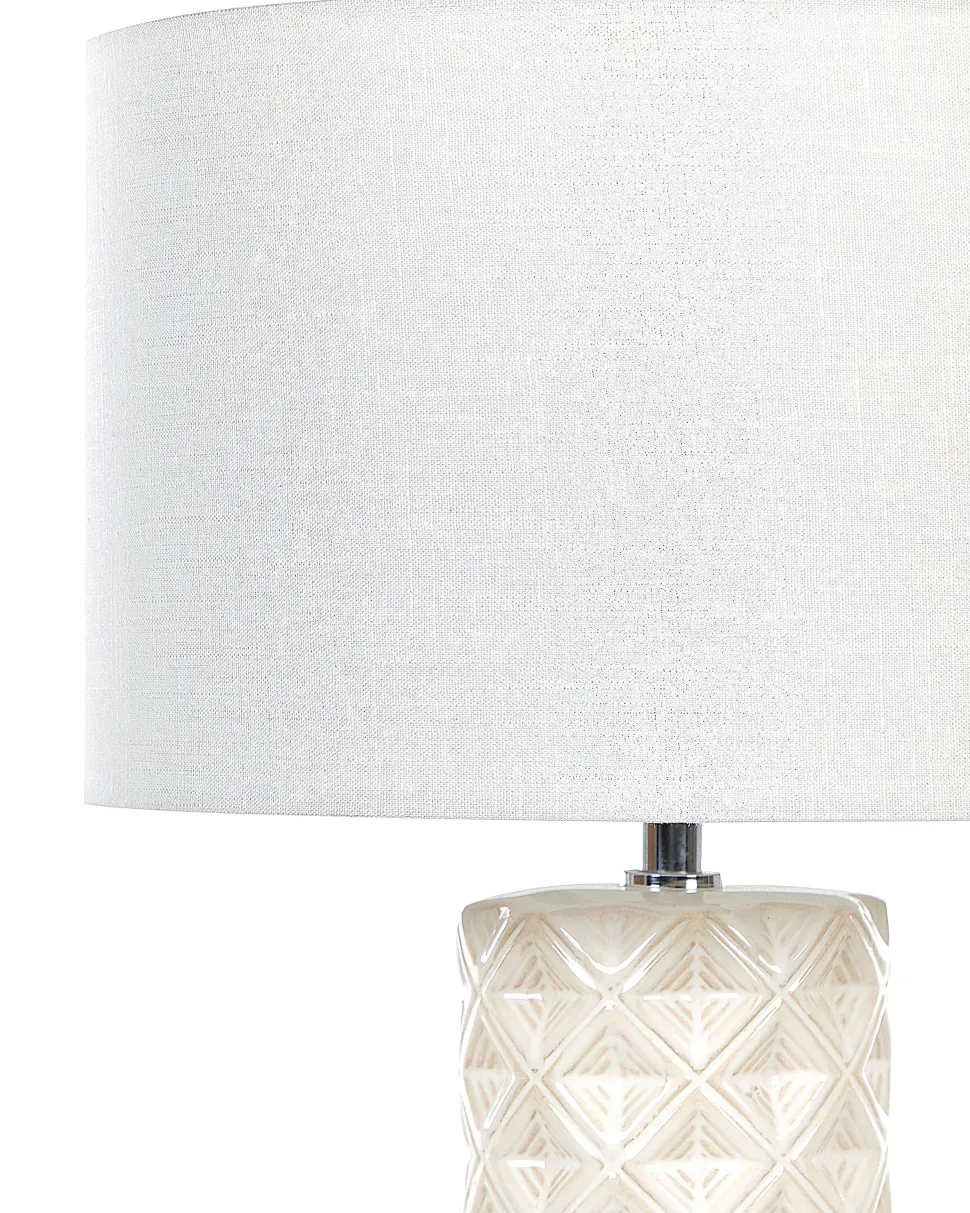 Tischlampe Beige Keramik 49 Cm Trommelform Balonne