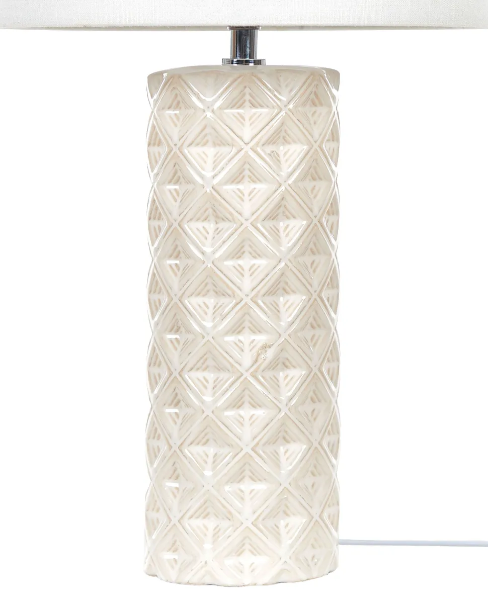 Tischlampe Beige Keramik 49 Cm Trommelform Balonne