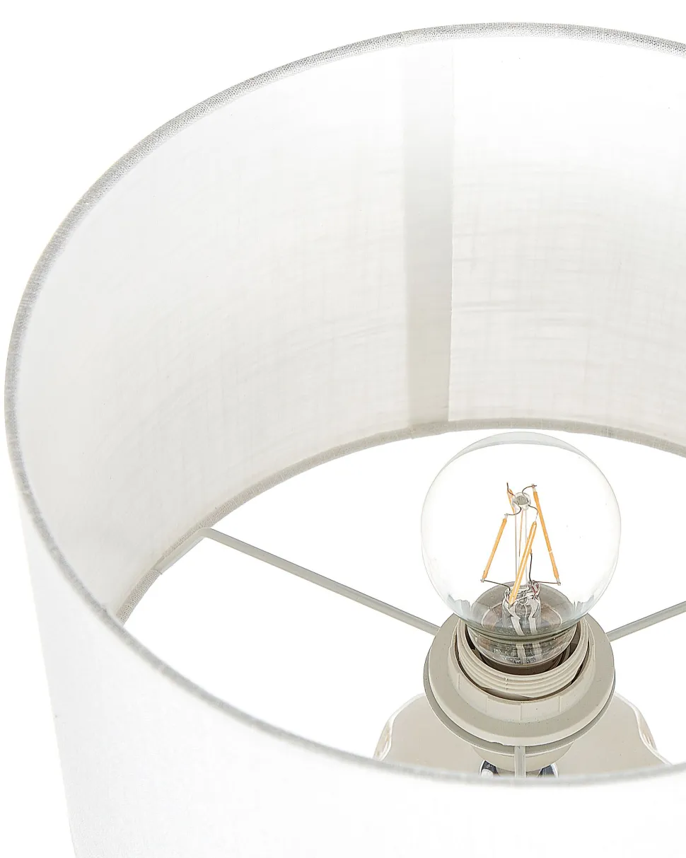 Tischlampe Beige Keramik 49 Cm Trommelform Balonne